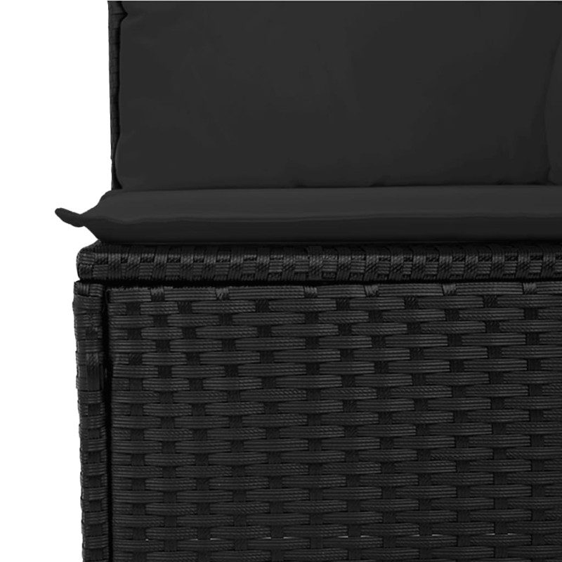 Produktbild för Loungegrupp 10 delar med svarta dynor konstrotting