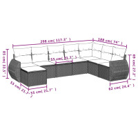 Produktbild för Loungegrupp för trädgården med dynor 8 delar svart konstrotting