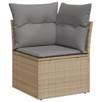 Produktbild för Loungegrupp för trädgården m. dynor 11 delar beige konstrotting