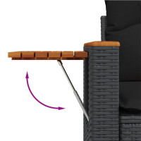 Miniatyr av produktbild för Loungegrupp med dynor 6 delar svart konstrotting