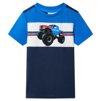Produktbild för T-shirt för barn blå och marinblå 128