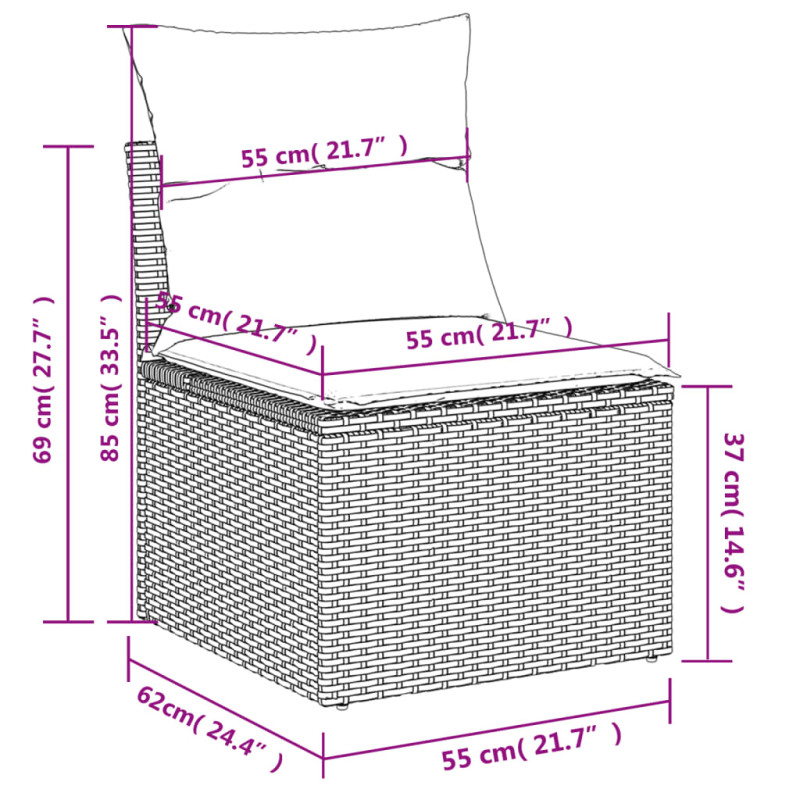Produktbild för Trädgårdssoffset med dynor 4 delar konstrotting grå