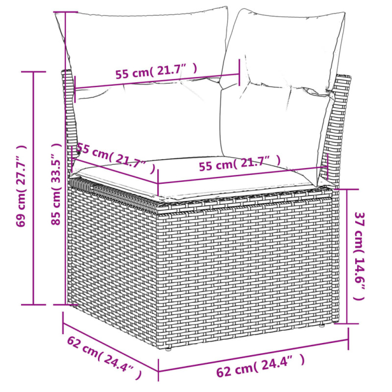 Produktbild för Loungegrupp för trädgården med dynor 5 delar konstrotting grå