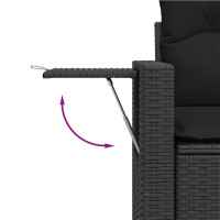 Produktbild för Loungegrupp med dynor 6 delar svart konstrotting