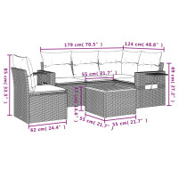 Produktbild för Loungegrupp för trädgården med dynor 6 delar grå konstrotting