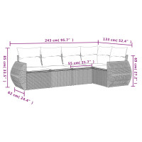 Produktbild för Loungegrupp för trädgården med dynor 5 delar konstrotting grå