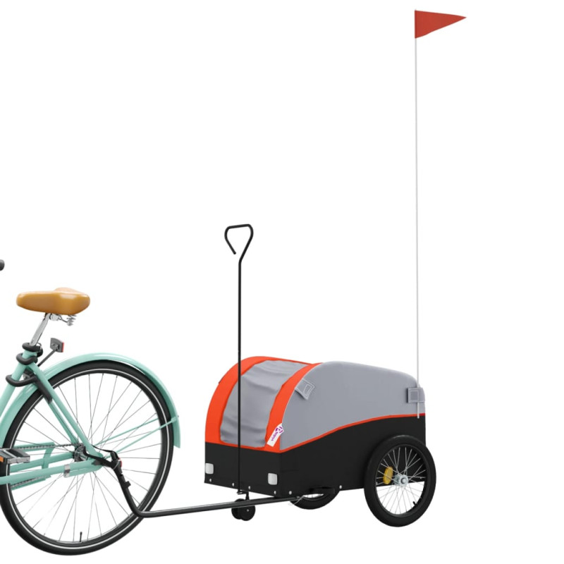 Produktbild för Cykelvagn svart och orange 30 kg järn