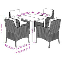 Produktbild för Matgrupp för trädgården med dynor 5 delar beige konstrotting