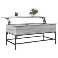 Produktbild för Soffbord grå sonoma 100x50x45 cm konstruerat trä och metall