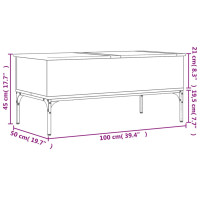 Produktbild för Soffbord grå sonoma 100x50x45 cm konstruerat trä och metall