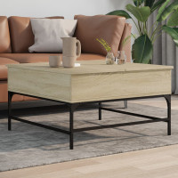 Produktbild för Soffbord sonoma-ek 80x80x45 cm konstruerat trä och järn