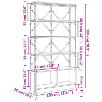 Produktbild för Bokhylla rökfärgad ek 100x26x180 cm konstruerat trä