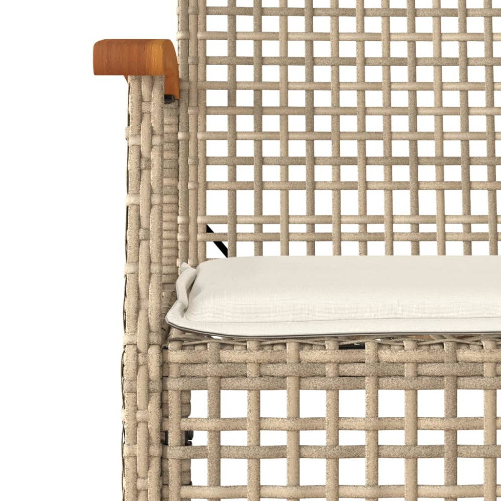 Produktbild för Matgrupp för trädgården med dynor 7 delar beige konstrotting