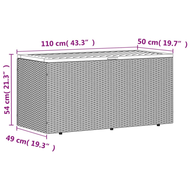 Produktbild för Dynbox grå 110x50x54 cm konstrotting akaciaträ
