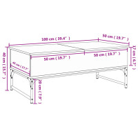 Produktbild för Soffbord rökfärgad ek 100x50x40 cm konstruerat trä och metall