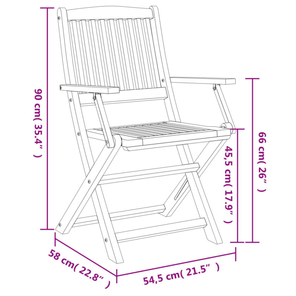Produktbild för Hopfällbara trädgårdsstolar 2 st 54x61x88 cm massiv akacia