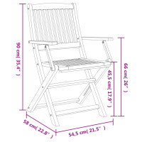 Produktbild för Hopfällbara trädgårdsstolar 2 st 54x61x88 cm massiv akacia
