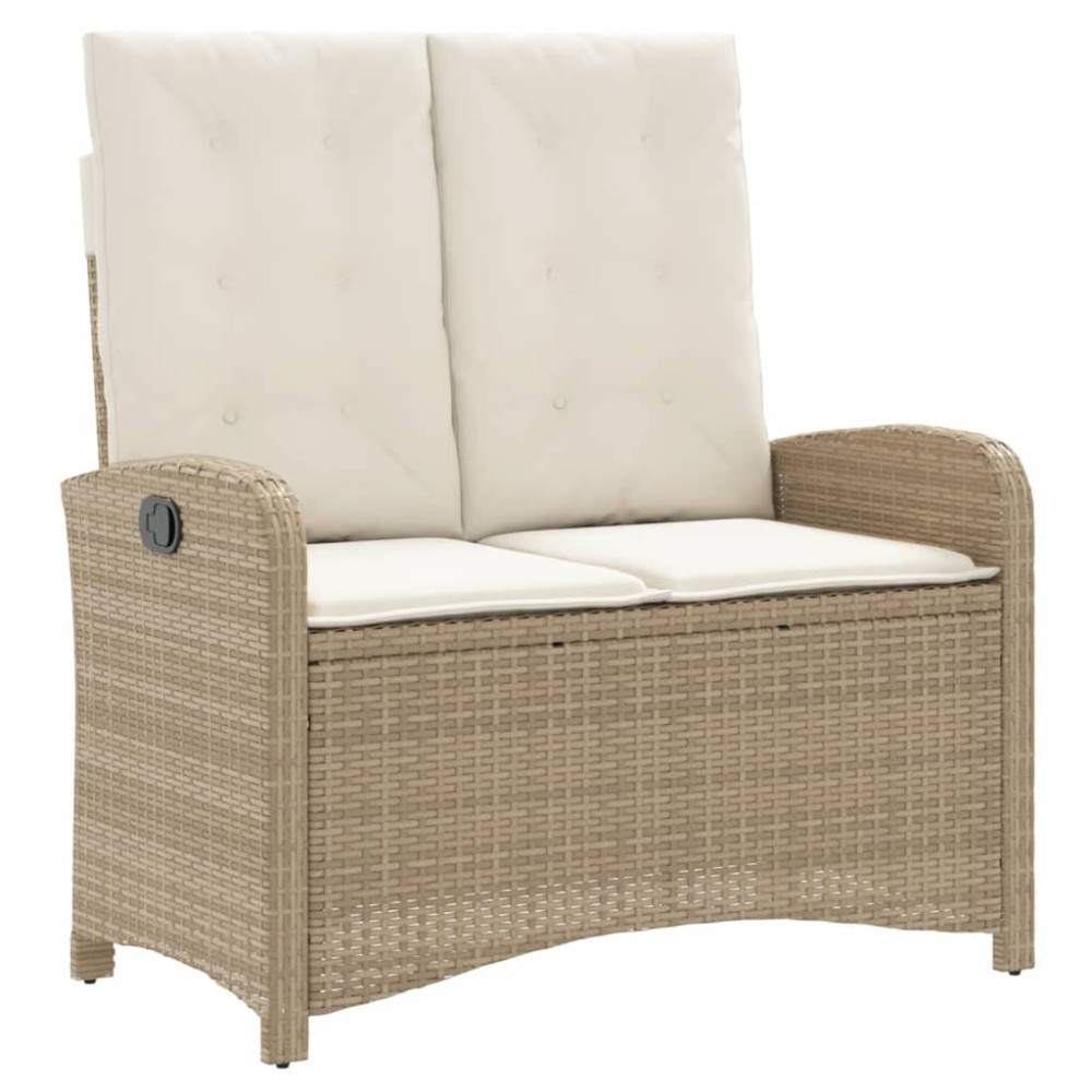 Produktbild för Soffgrupp för trädgården med dynor 4 delar beige konstrotting