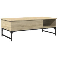 Produktbild för Soffbord sonoma-ek 100x50x35 cm konstruerat trä och metall