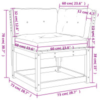 Produktbild för Trädgårdssoffa hörn med dynor vit 73x73x78 cm massiv furu