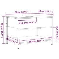 Produktbild för Soffbord sonoma-ek 70x50x50 cm konstruerat trä och metall