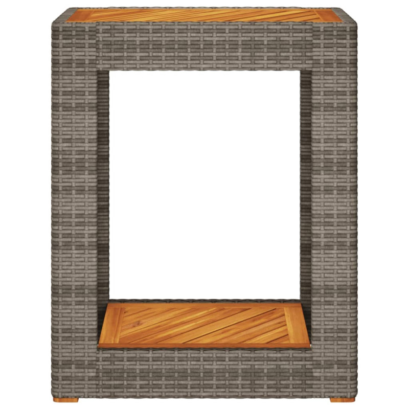 Produktbild för Trädgårdsbord med träskiva grå 60x40x75 cm konstrotting