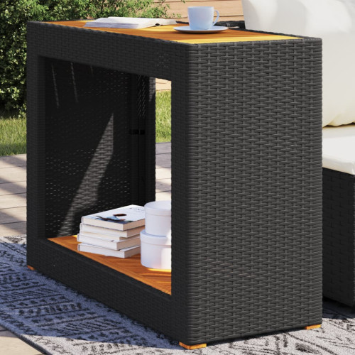 vidaXL Trädgårdsbord med träskiva svart 100x40x75 cm konstrotting