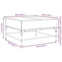 Produktbild för Soffbord grå sonoma 80x80x45 cm konstruerat trä och metall