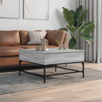 Produktbild för Soffbord grå sonoma 80x80x45 cm konstruerat trä och metall