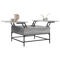 Produktbild för Soffbord grå sonoma 80x80x45 cm konstruerat trä och metall