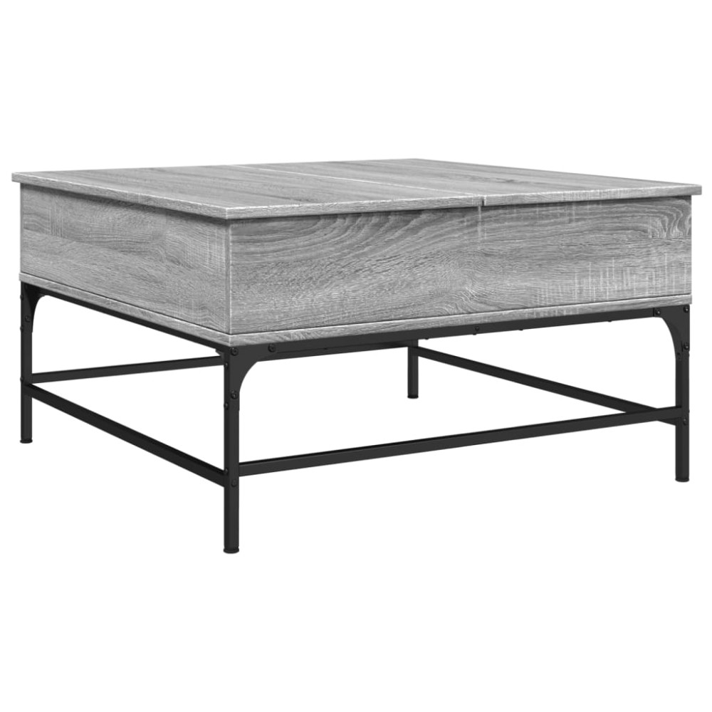 Produktbild för Soffbord grå sonoma 80x80x45 cm konstruerat trä och metall