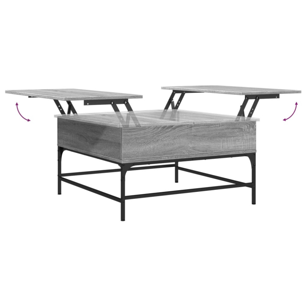 Produktbild för Soffbord grå sonoma 80x80x45 cm konstruerat trä och metall