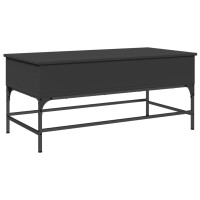 Produktbild för Soffbord svart 100x50x45 cm konstruerat trä och metall