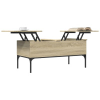 Produktbild för Soffbord sonoma-ek 100x50x45 cm konstruerat trä och metall