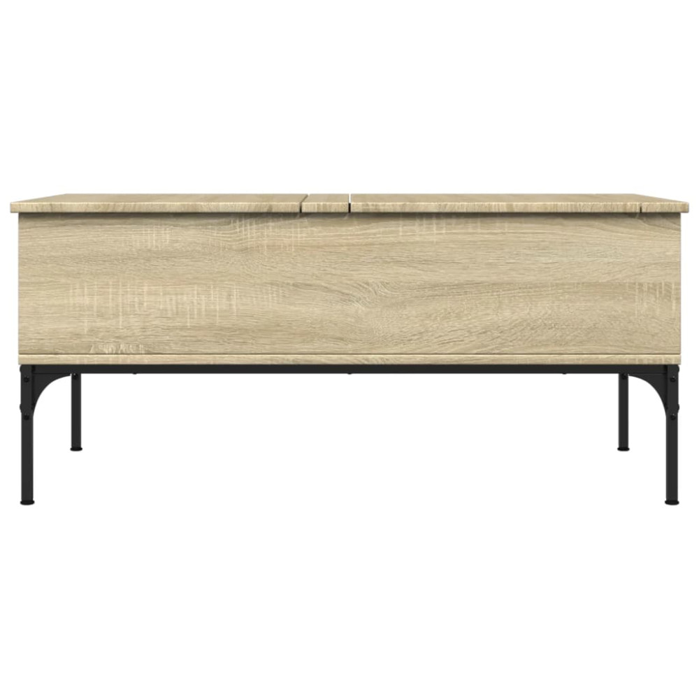 Produktbild för Soffbord sonoma-ek 100x50x45 cm konstruerat trä och metall