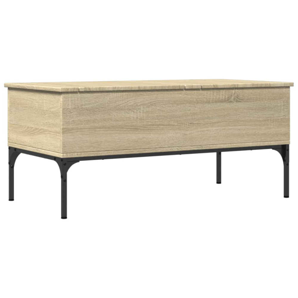 Produktbild för Soffbord sonoma-ek 100x50x45 cm konstruerat trä och metall
