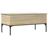 Produktbild för Soffbord sonoma-ek 100x50x45 cm konstruerat trä och metall