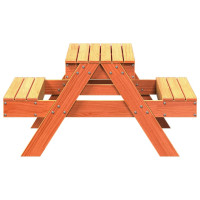 Produktbild för Picknickbord med sandlåda för barn vaxbrun massivt furu