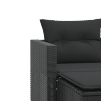 Produktbild för Trädgårdssoffa 2-sits med pallar svart konstrotting