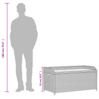 Produktbild för Förvaringsbänk grå 100x50x52 cm konstrotting massivt akaciaträ