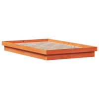 Produktbild för Sängram med LED vaxad brun 140x200 cm massiv furu