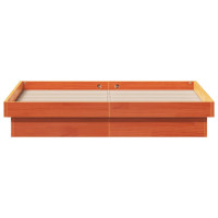 Produktbild för Sängram med LED vaxad brun 140x200 cm massiv furu