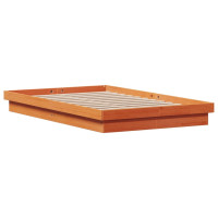 Produktbild för Sängram med LED vaxad brun 140x200 cm massiv furu
