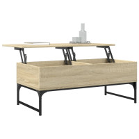 Produktbild för Soffbord sonoma-ek 100x50x40 cm konstruerat trä och metall