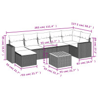 Miniatyr av produktbild för Loungegrupp för trädgården med dynor 8 delar svart konstrotting