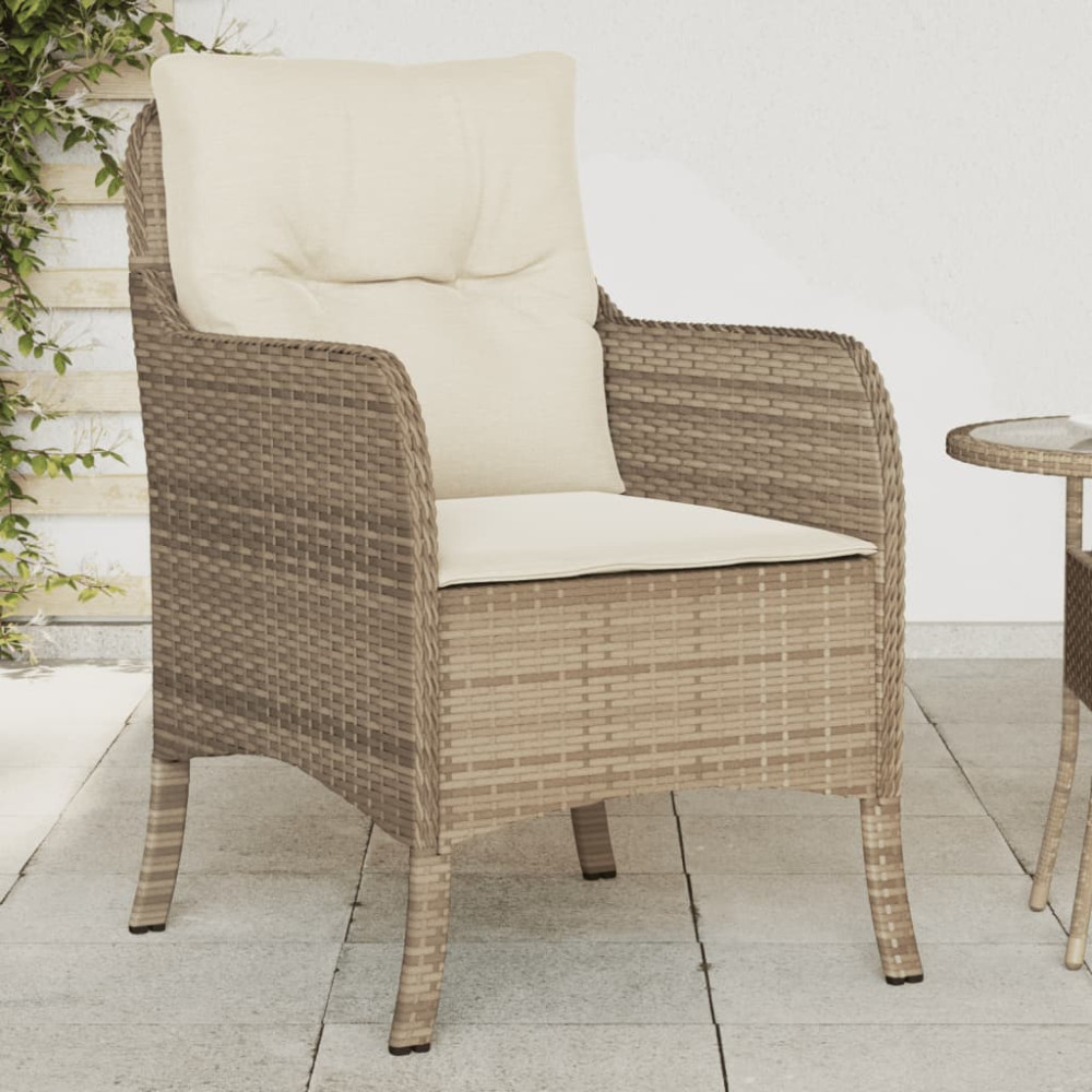 Produktbild för Trädgårdsstolar med dynor 2 st beige konstrotting
