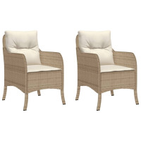 Produktbild för Trädgårdsstolar med dynor 2 st beige konstrotting