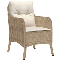 Produktbild för Trädgårdsstolar med dynor 2 st beige konstrotting