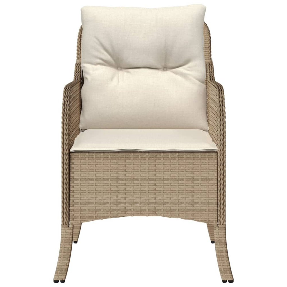 Produktbild för Trädgårdsstolar med dynor 2 st beige konstrotting