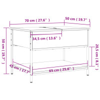 Produktbild för Soffbord brun ek 70x50x50 cm konstruerat trä och metall